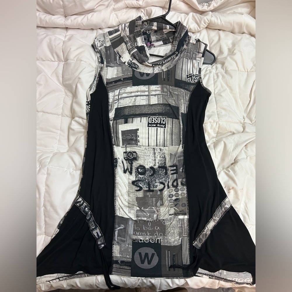 Patrice Breal Stylish Black and Gray Women's Tank Dress/Top